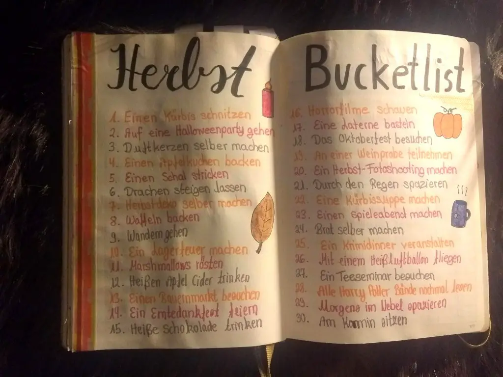 Herbst Bucket List im Bullet Journal