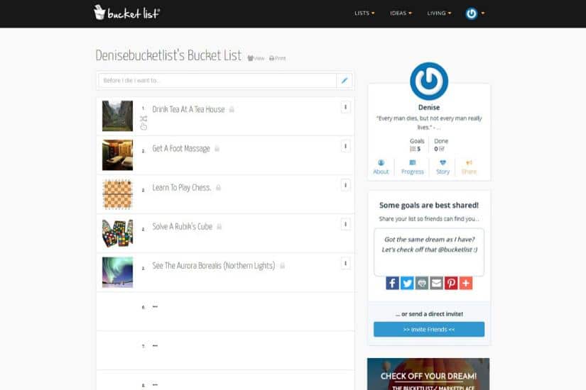 bucketlist.net Screenshot