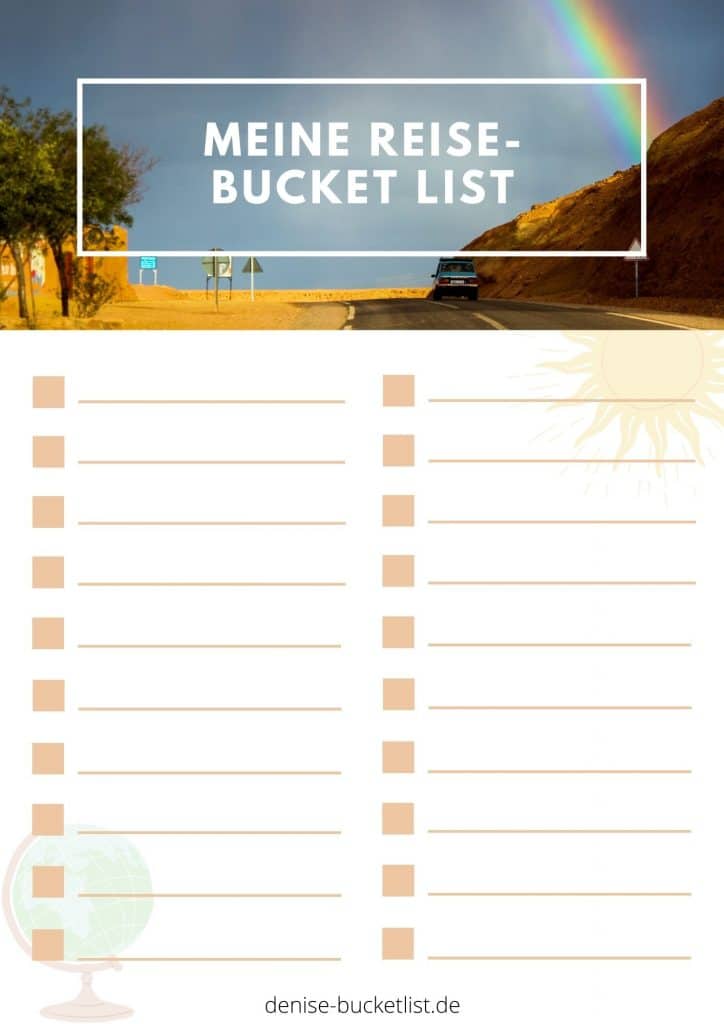 Freebies - Gratis Bucket List zum Download! 7 Meine Reise Bucket List