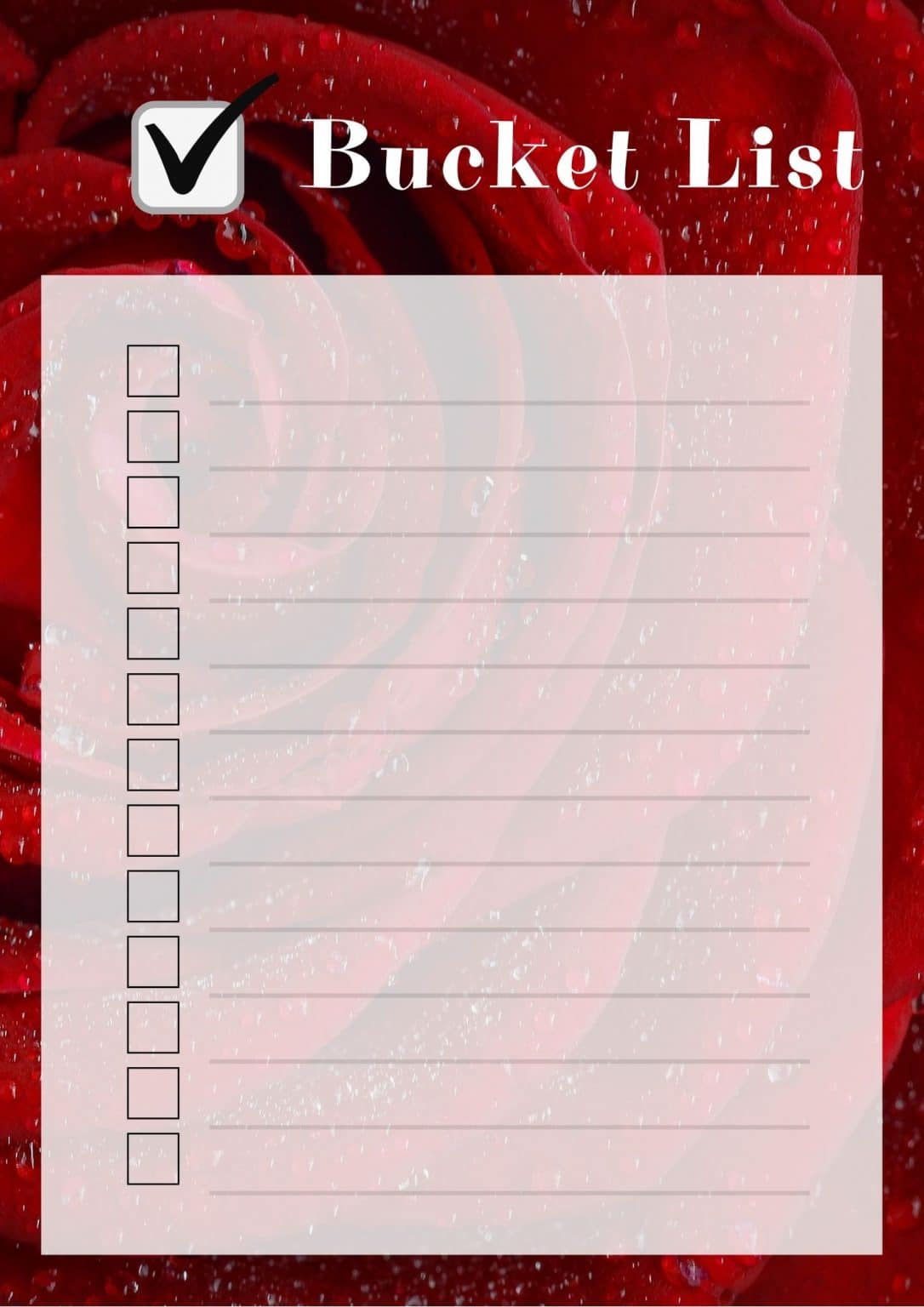 Bucket List Vorlagen zum Ausdrucken & Downloaden