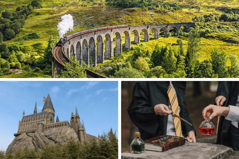 Collage: Drehorte der Harry Potter Filme