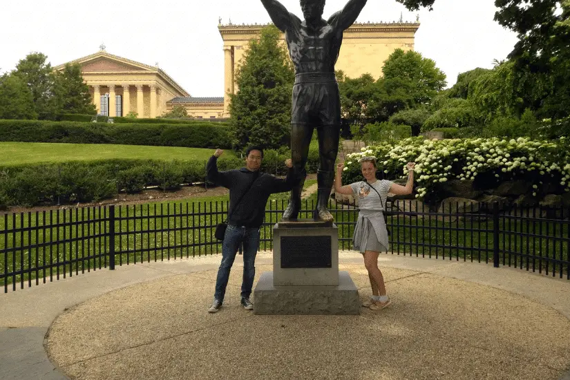 Foto mit der Rocky Statue in Philadelphia