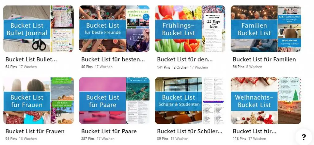 Screenshot Pinterest-Profil von Denise-bucketlist.de