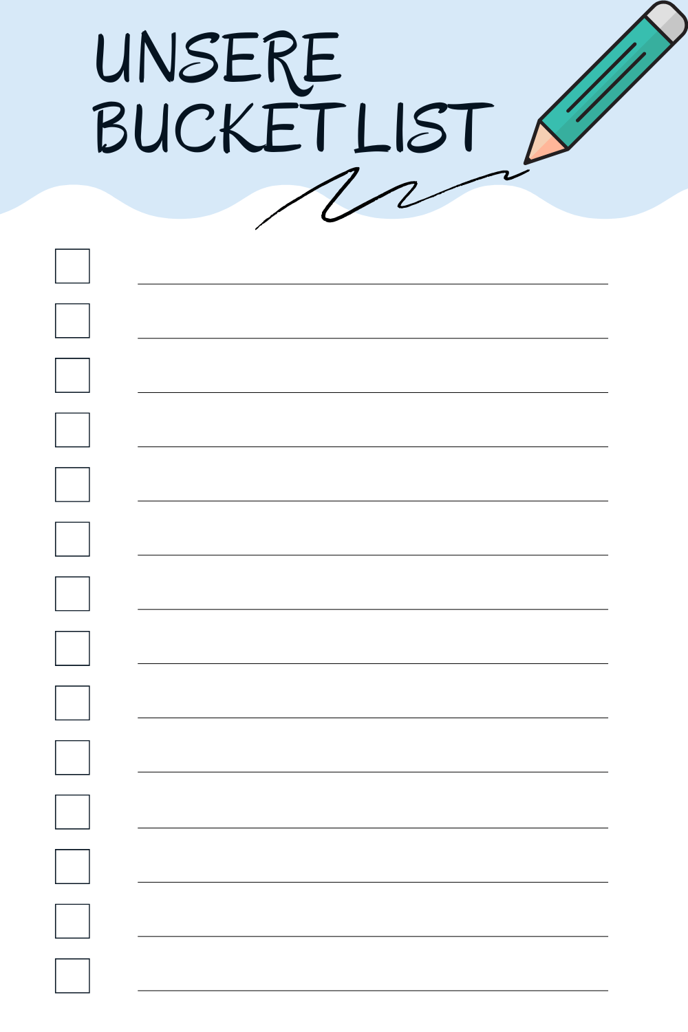 Exklusive Bucket List Vorlagen zum Ausdrucken & Downloaden